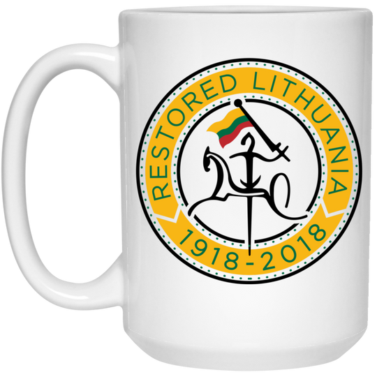 Vytis Restored - 15 oz. White Ceramic Mug - Lithuania Strong