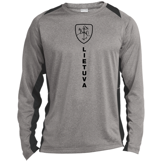 Vytis Shield Lietuva - Mens Long Sleeve Colorblock Activewear Performance T - Lithuania Strong