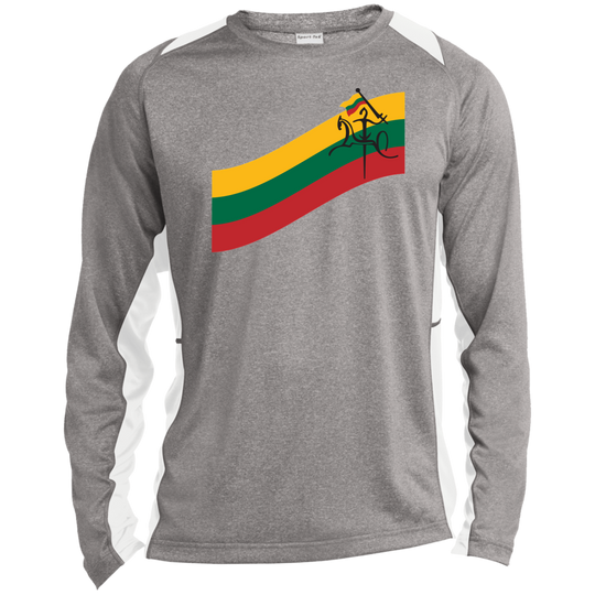 Vytis Swoosh - Mens Long Sleeve Colorblock Activewear Performance T - Lithuania Strong