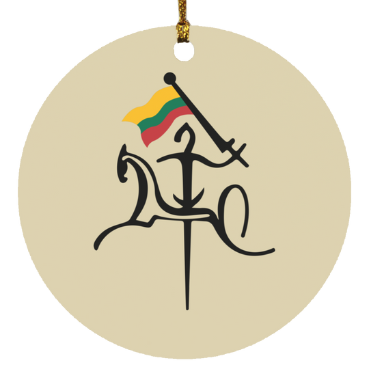 Vytis with Flag - MDF Circle Ornament - Lithuania Strong