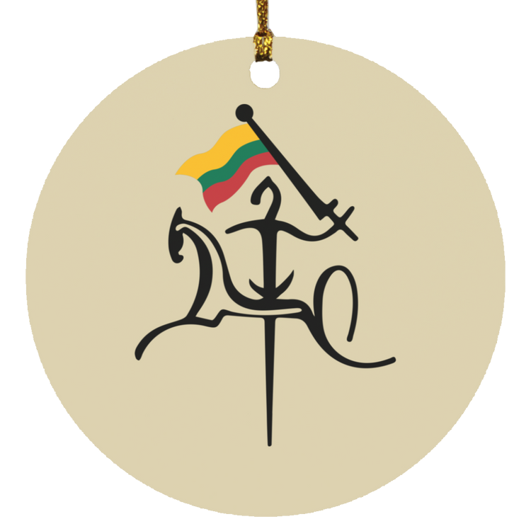 Vytis with Flag - MDF Circle Ornament - Lithuania Strong