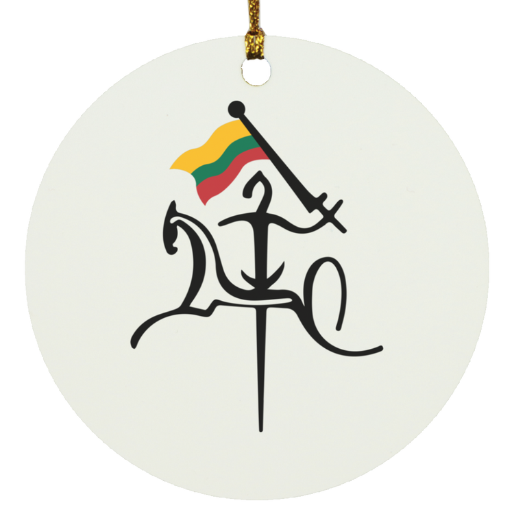Vytis with Flag - MDF Circle Ornament - Lithuania Strong