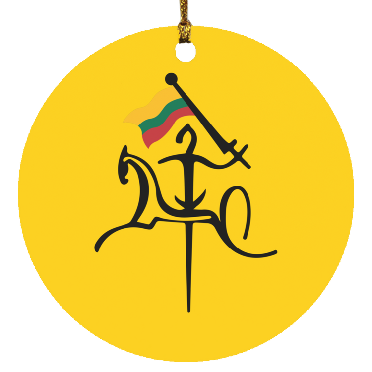 Vytis with Flag - MDF Circle Ornament - Lithuania Strong