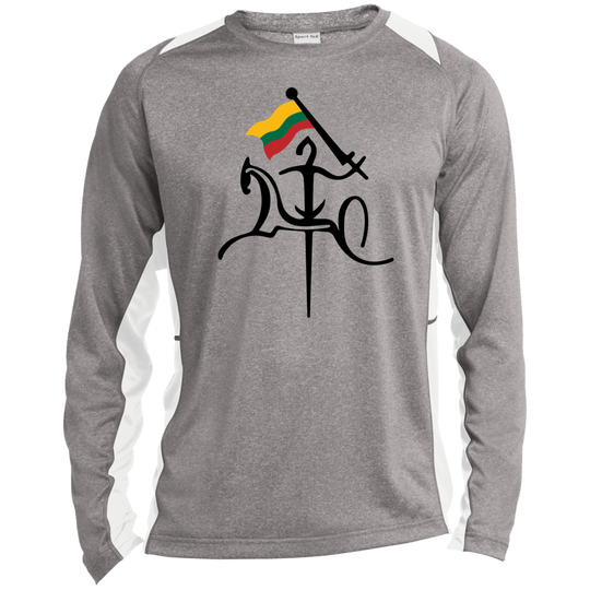 Vytis with Flag - Mens Long Sleeve Colorblock Activewear Performance T - Lithuania Strong