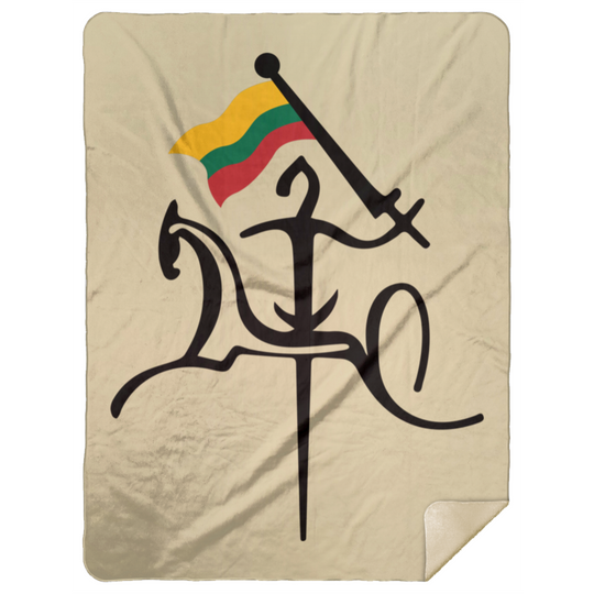 Vytis with Flag - Premium Mink Sherpa Blanket 60x80 - Lithuania Strong