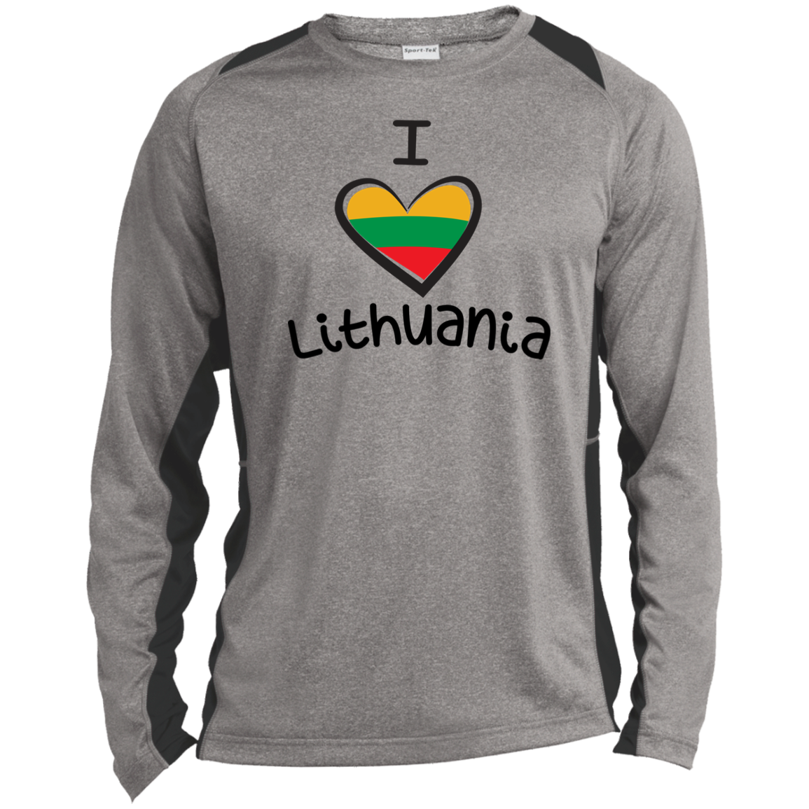 I Love Lithuania - Mens Long Sleeve Colorblock Activewear Performance T - Lithuania Strong