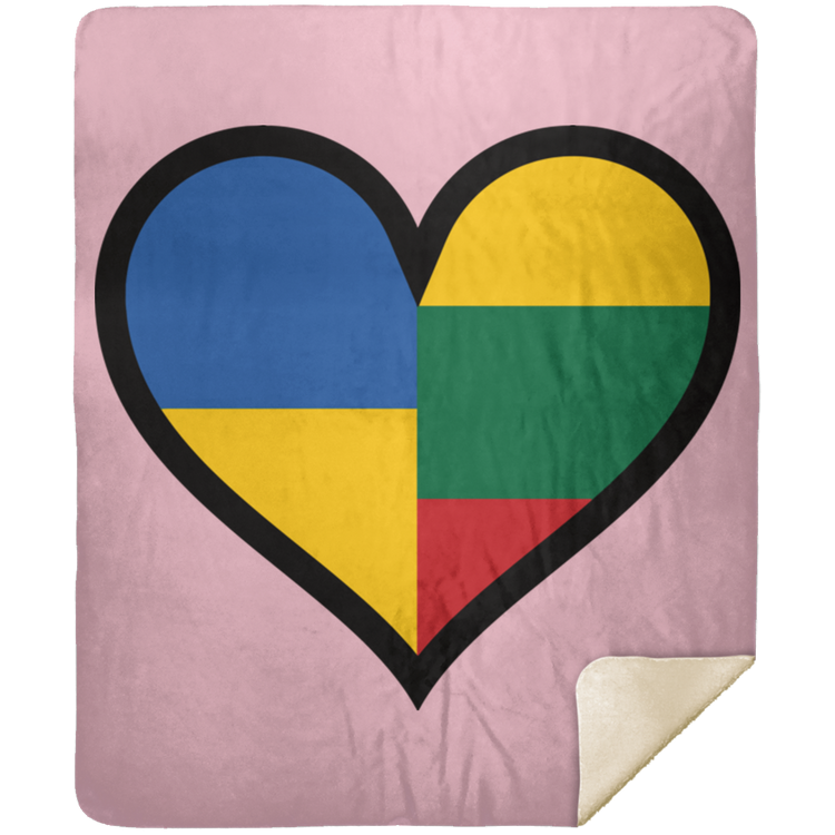 Lithuania Ukraine Heart - Premium Mink Sherpa Blanket 50x60