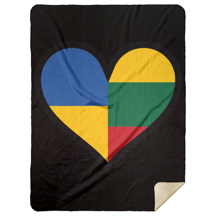 Lithuania Ukraine Heart - Premium Mink Sherpa Blanket 60x80
