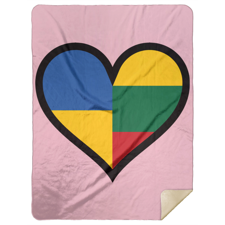 Lithuania Ukraine Heart - Premium Mink Sherpa Blanket 60x80