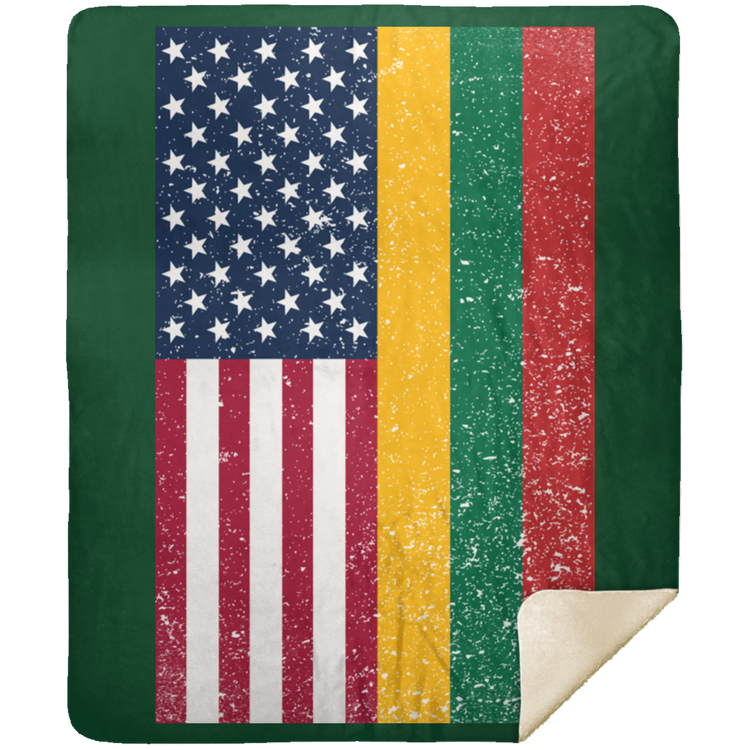 USA Lithuania Flag - Premium Mink Sherpa Blanket 50x60