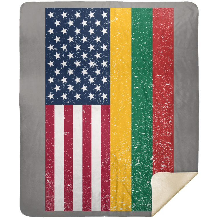 USA Lithuania Flag - Premium Mink Sherpa Blanket 50x60