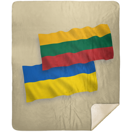 Lithuania Ukraine Flag - Premium Mink Sherpa Blanket 50x60