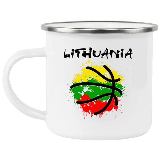 Abstract Lithuania - 12 oz. Enamel Camping Mug - Lithuania Strong