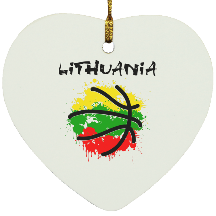 Abstract Lithuania - MDF Heart Ornament - Lithuania Strong