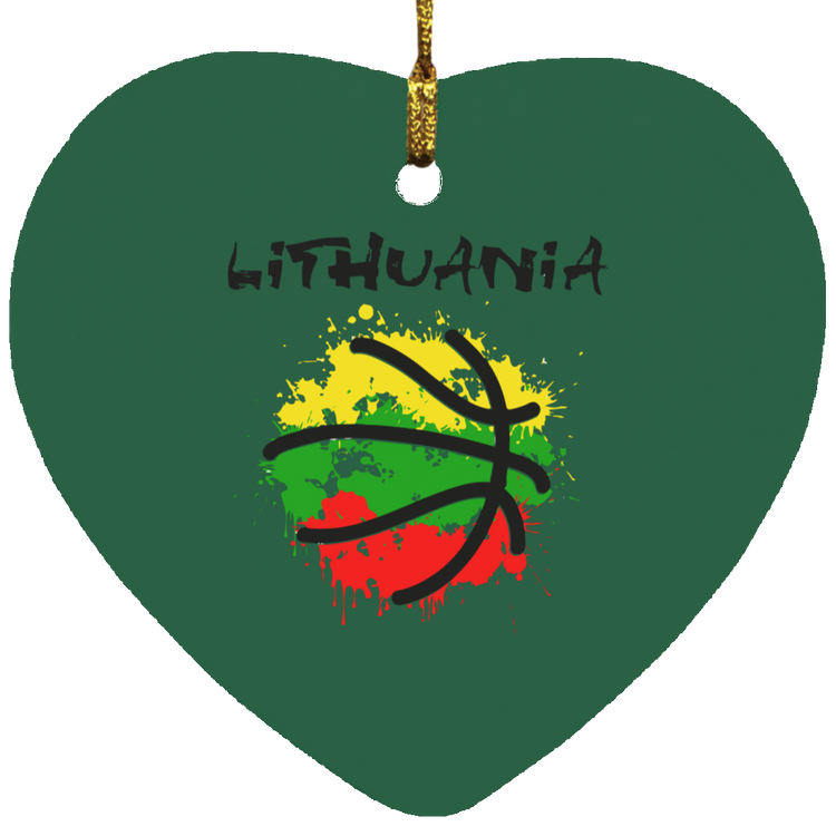 Abstract Lithuania - MDF Heart Ornament - Lithuania Strong