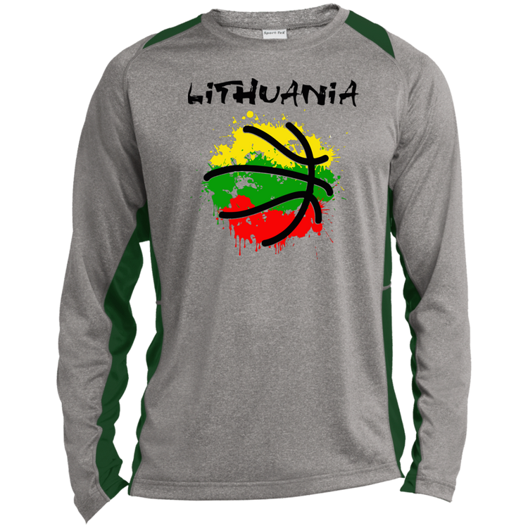 Abstract Lithuania - Mens Long Sleeve Colorblock Activewear Performance T - Lithuania Strong