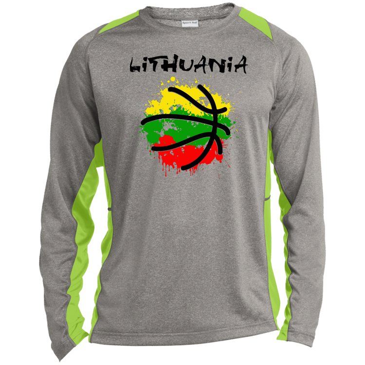 Abstract Lithuania - Mens Long Sleeve Colorblock Activewear Performance T - Lithuania Strong