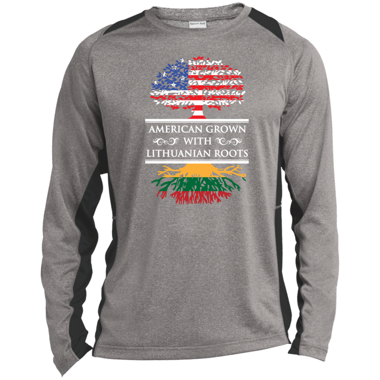 Amercian Grown Lithuanian Roots - Mens Long Sleeve Colorblock Activewear Performance T - Lithuania Strong