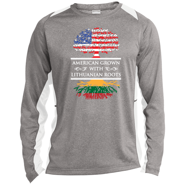 Amercian Grown Lithuanian Roots - Mens Long Sleeve Colorblock Activewear Performance T - Lithuania Strong