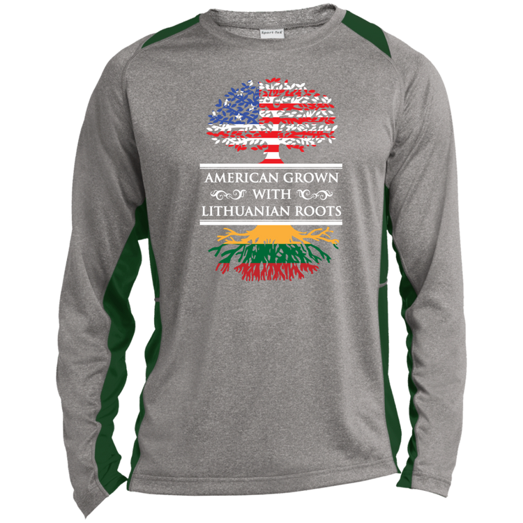 Amercian Grown Lithuanian Roots - Mens Long Sleeve Colorblock Activewear Performance T - Lithuania Strong