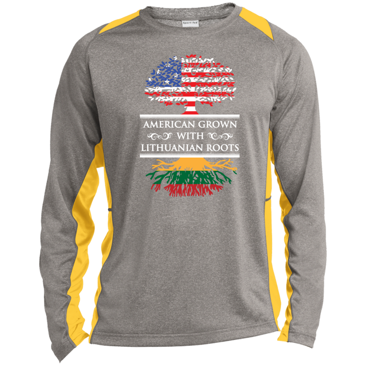 Amercian Grown Lithuanian Roots - Mens Long Sleeve Colorblock Activewear Performance T - Lithuania Strong