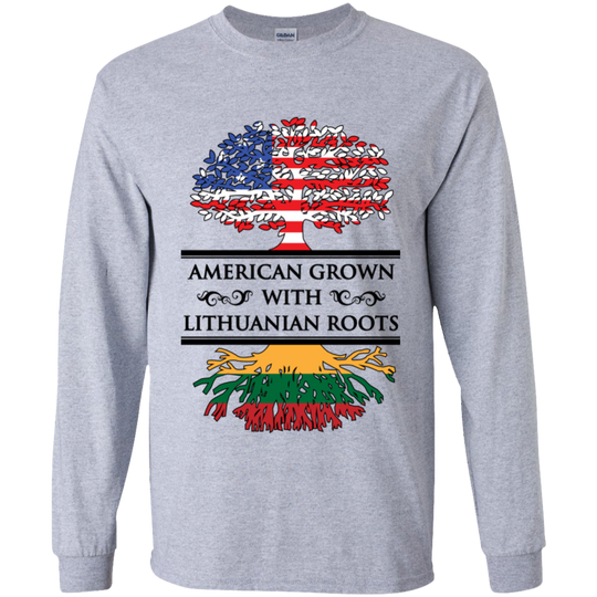 American Grown Lithuanian Roots - Boys Youth Classic Long Sleeve T-Shirt - Lithuania Strong