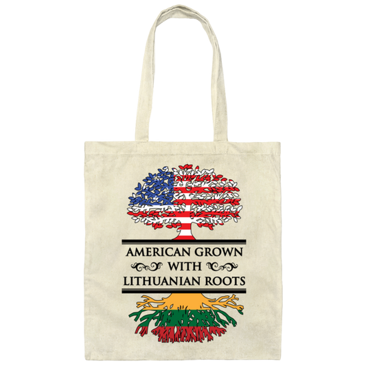 American Grown Lithuanian Roots - Canvas Tote Bag - Lithuania Strong