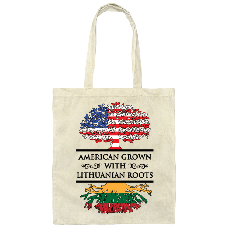 American Grown Lithuanian Roots - Canvas Tote Bag - Lithuania Strong