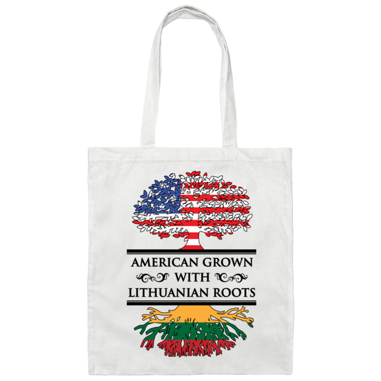 American Grown Lithuanian Roots - Canvas Tote Bag - Lithuania Strong