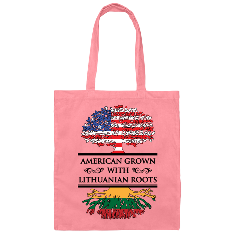 American Grown Lithuanian Roots - Canvas Tote Bag - Lithuania Strong