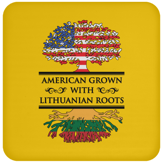 American Grown Lithuanian Roots - High Gloss Coaster - Lithuania Strong