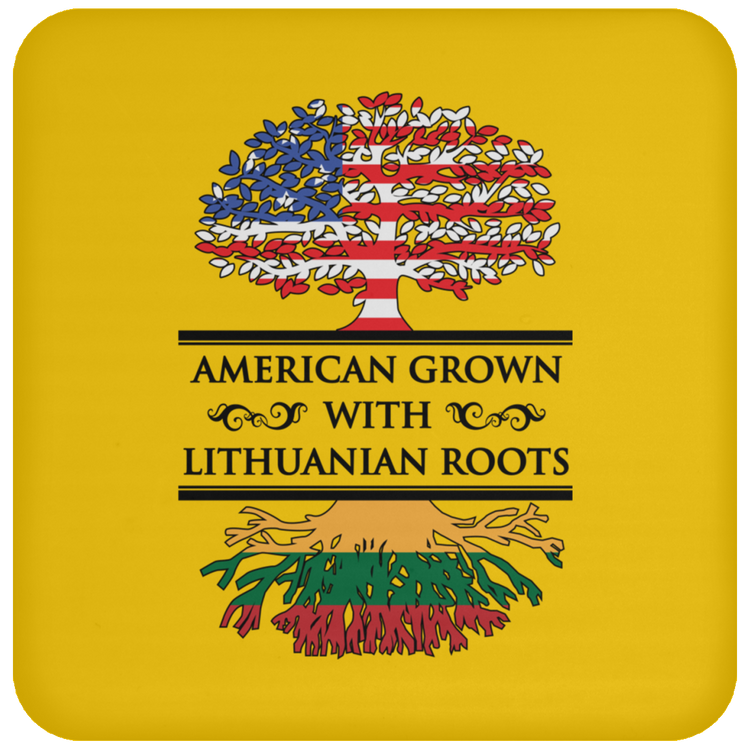 American Grown Lithuanian Roots - High Gloss Coaster - Lithuania Strong