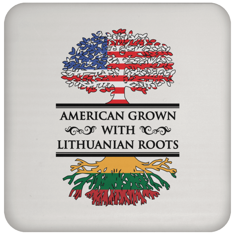 American Grown Lithuanian Roots - High Gloss Coaster - Lithuania Strong