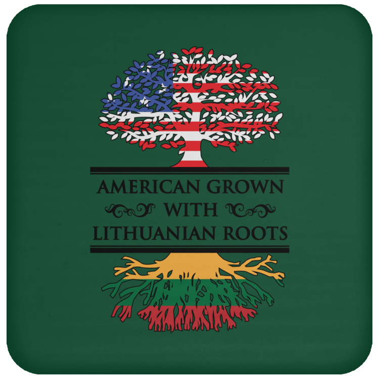 American Grown Lithuanian Roots - High Gloss Coaster - Lithuania Strong