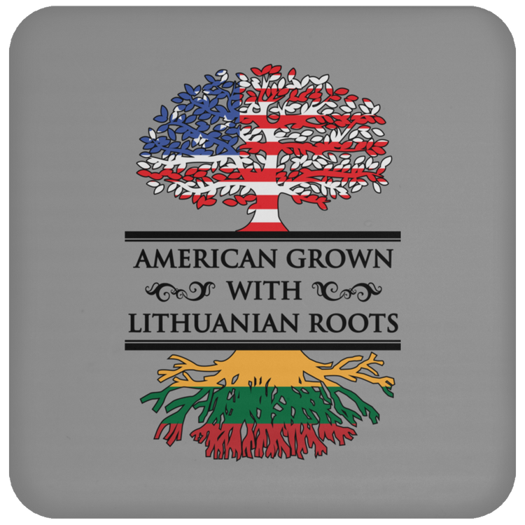 American Grown Lithuanian Roots - High Gloss Coaster - Lithuania Strong