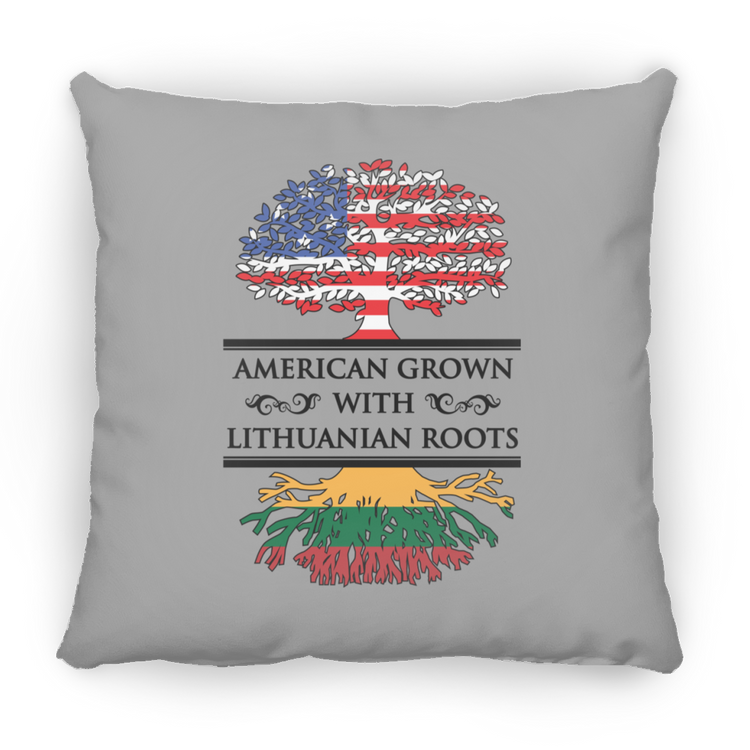 American Grown Lithuanian Roots - Large Square Pillow - Lithuania Strong