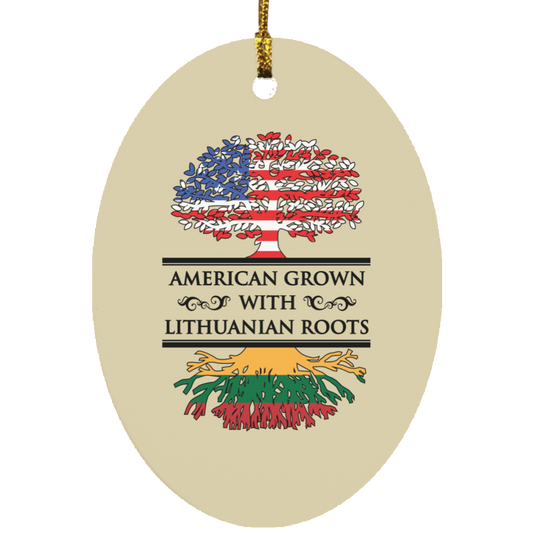 American Grown Lithuanian Roots - MDF Oval Ornament - Lithuania Strong