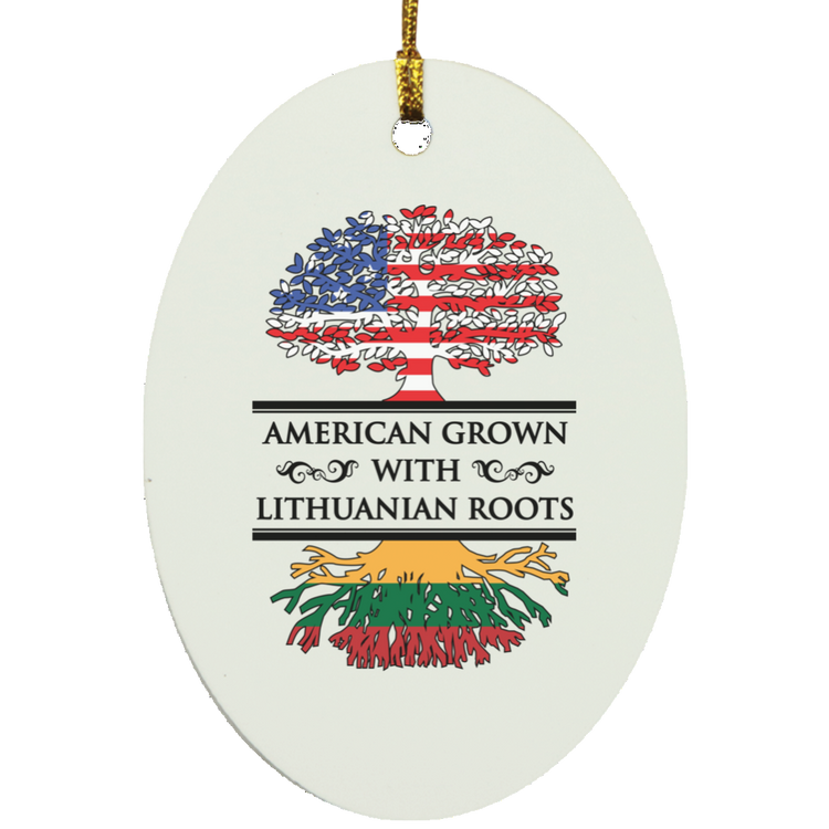 American Grown Lithuanian Roots - MDF Oval Ornament - Lithuania Strong