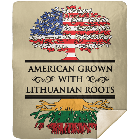 American Grown Lithuanian Roots - Premium Mink Sherpa Blanket 50x60 - Lithuania Strong