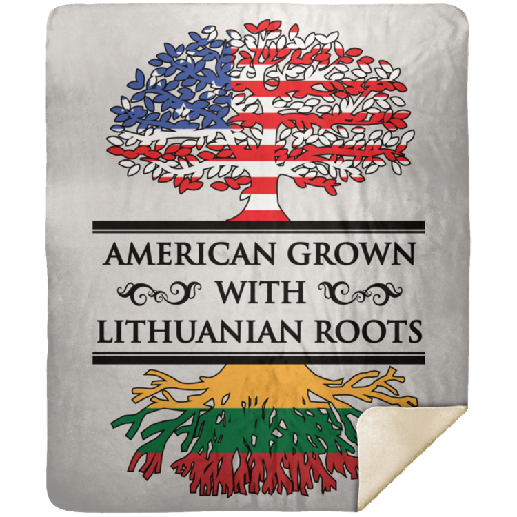 American Grown Lithuanian Roots - Premium Mink Sherpa Blanket 50x60 - Lithuania Strong