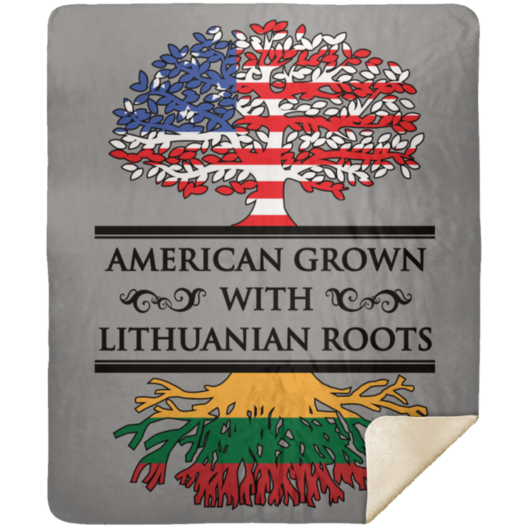 American Grown Lithuanian Roots - Premium Mink Sherpa Blanket 50x60 - Lithuania Strong