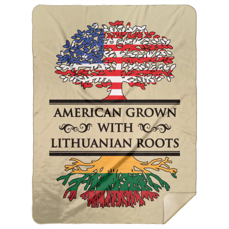 American Grown Lithuanian Roots - Premium Mink Sherpa Blanket 60x80 - Lithuania Strong