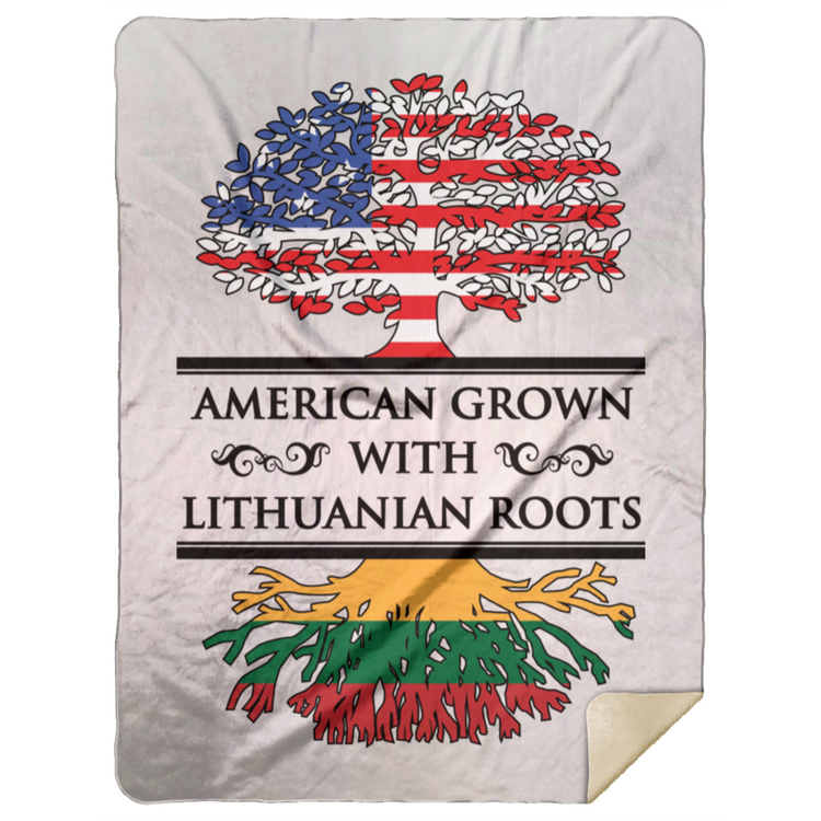 American Grown Lithuanian Roots - Premium Mink Sherpa Blanket 60x80 - Lithuania Strong