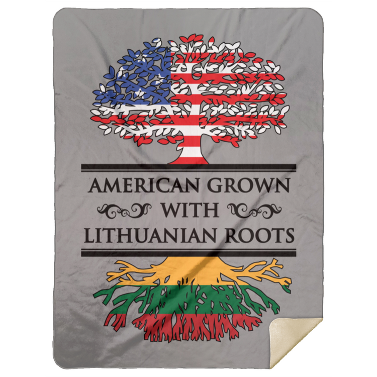 American Grown Lithuanian Roots - Premium Mink Sherpa Blanket 60x80 - Lithuania Strong