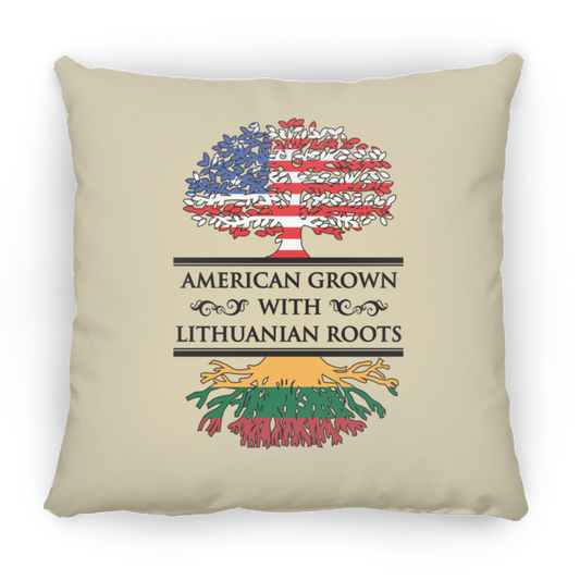 American Grown Lithuanian Roots - Small Square Pillow - Lithuania Strong