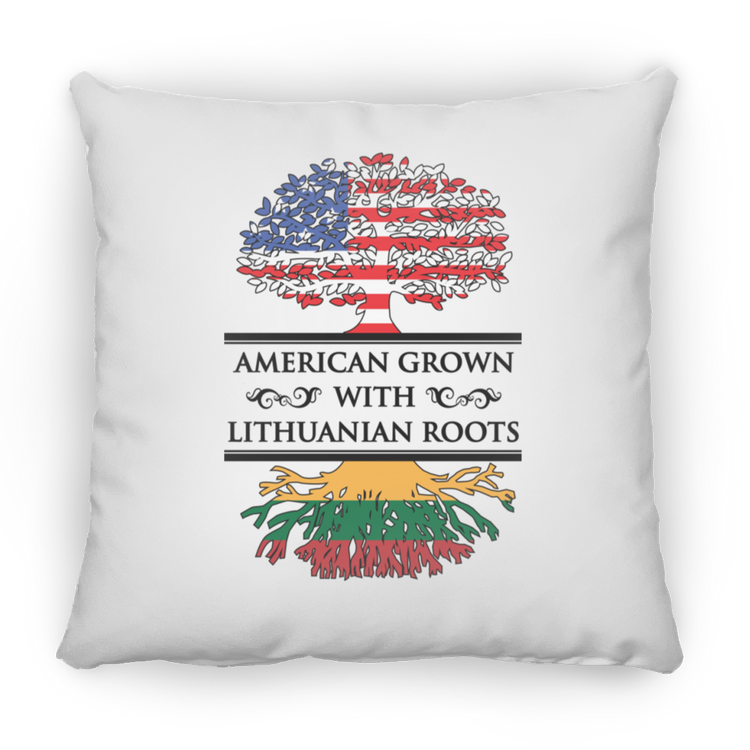 American Grown Lithuanian Roots - Small Square Pillow - Lithuania Strong