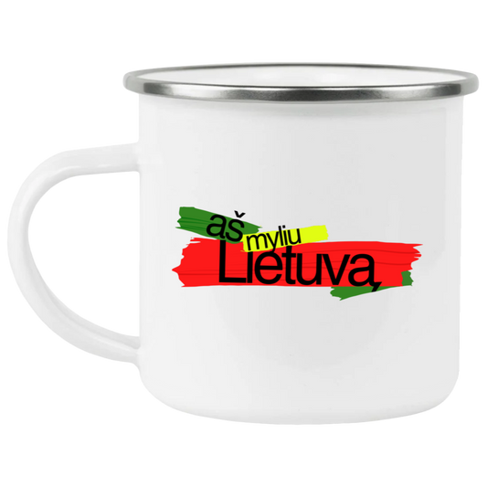 As Myliu Lietuva - 12 oz. Enamel Camping Mug - Lithuania Strong