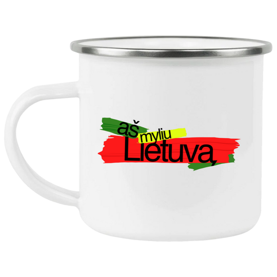 As Myliu Lietuva - 12 oz. Enamel Camping Mug - Lithuania Strong