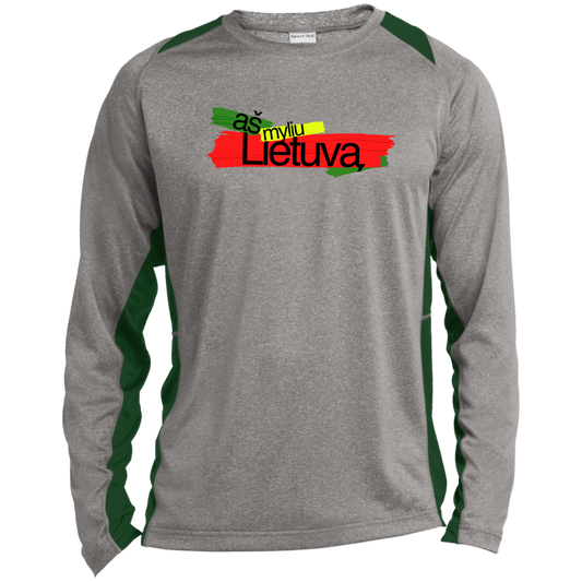 As Myliu Lietuva - Mens Long Sleeve Colorblock Activewear Performance T - Lithuania Strong