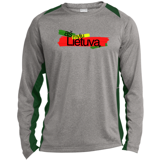 As Myliu Lietuva - Mens Long Sleeve Colorblock Activewear Performance T - Lithuania Strong